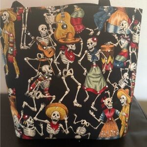 Source Unknown Black and Red Tote Bag with Whimsical Design